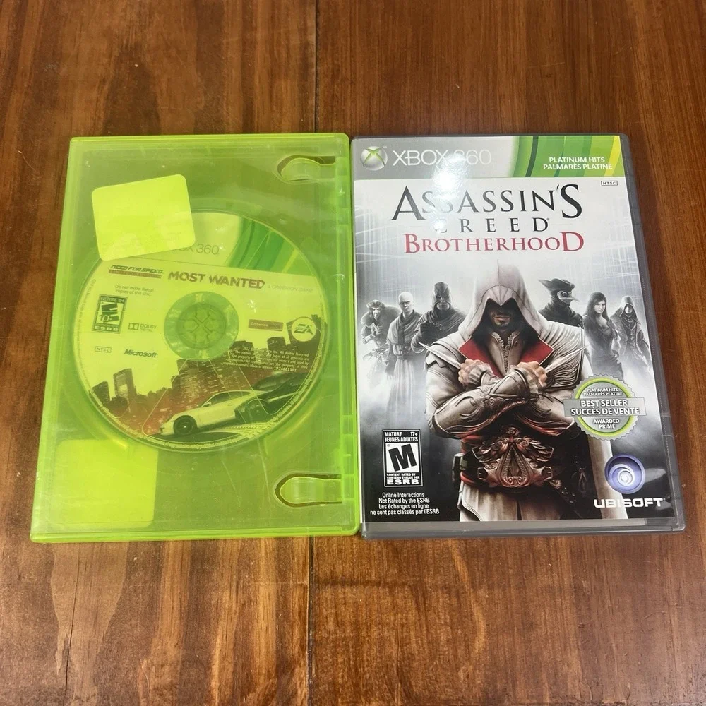 Xbox 360 2 Game Lot Assassin's Creed Brotherhood Need For Speed Most Wanted